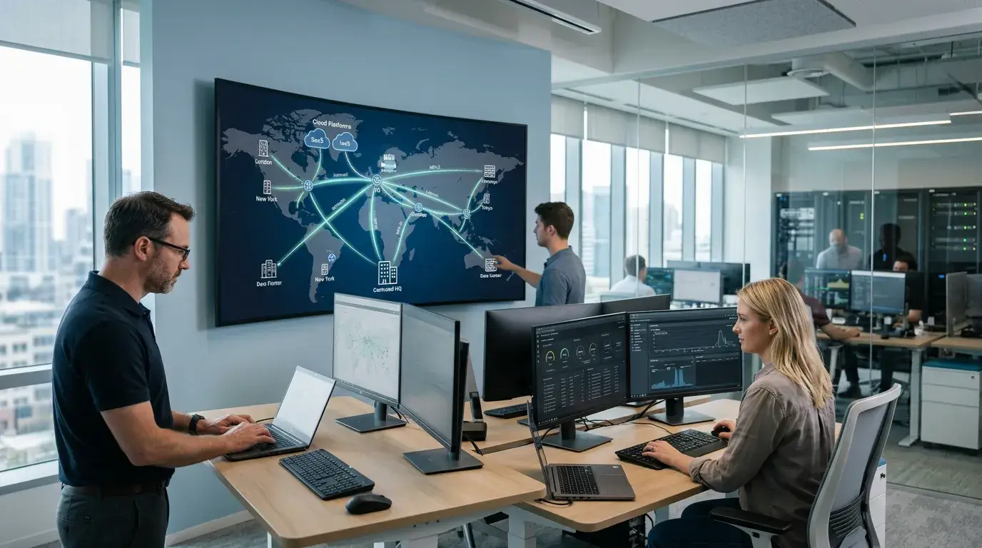 SD-WAN solution improving enterprise network performance and cloud connectivity compared to MPLS